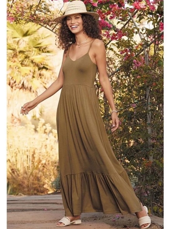 Z Supply Dresses & Skirts - Z Supply Rory Tiered Slub Maxi Dress Olive GreenSize Large NWT 100% Cotton Comfy